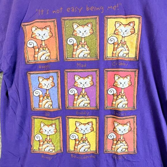 Vintage Crazy Cat Lady Lollipop Purple Night Sleep Shirt Oversized Tee One Size - Picture 3 of 7